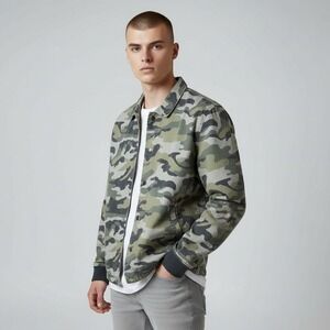 Forever 21 Jacket‎ Men Small Green Camo Streetwear Army Casual School Lined